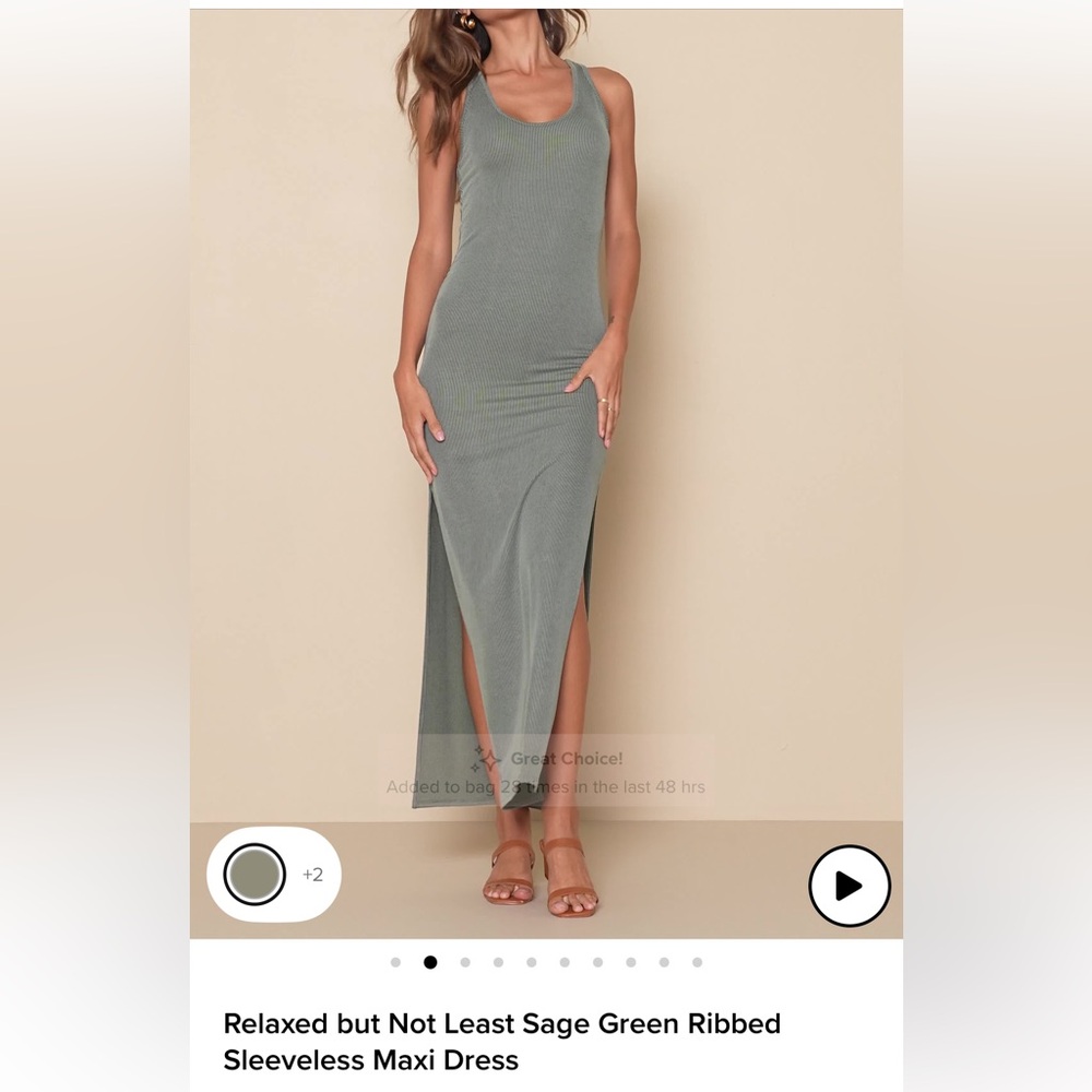 Lulus Sage Green Ribbed Maxi dress